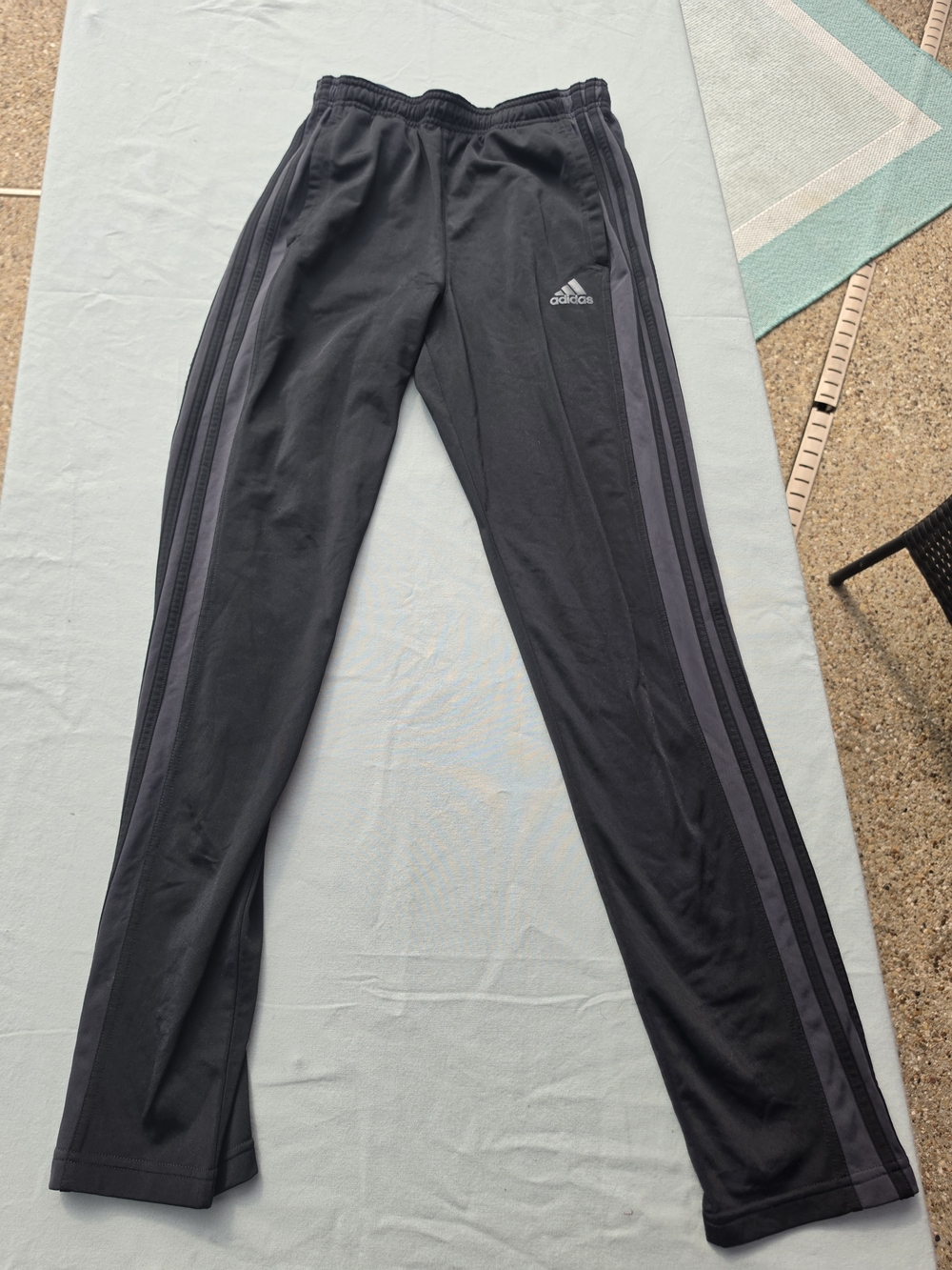 Adidas Mens Black Track Pants with Side Stripes